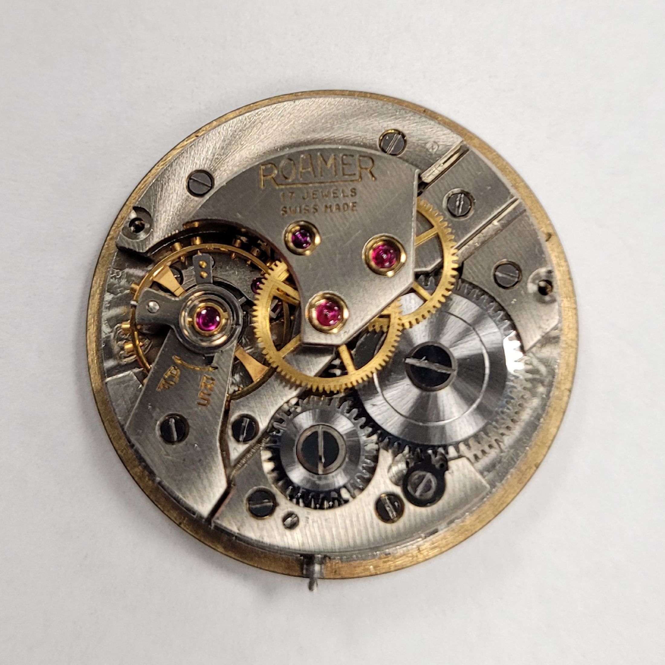 Detail g: ROAMER Herrenarmbanduhr mit original Etui und Verkaufsprospekt, Schweiz um 1960, Patent- Nr. 305 467/305 776, Handaufzug, Monocoque- Geh., Oberteil ...