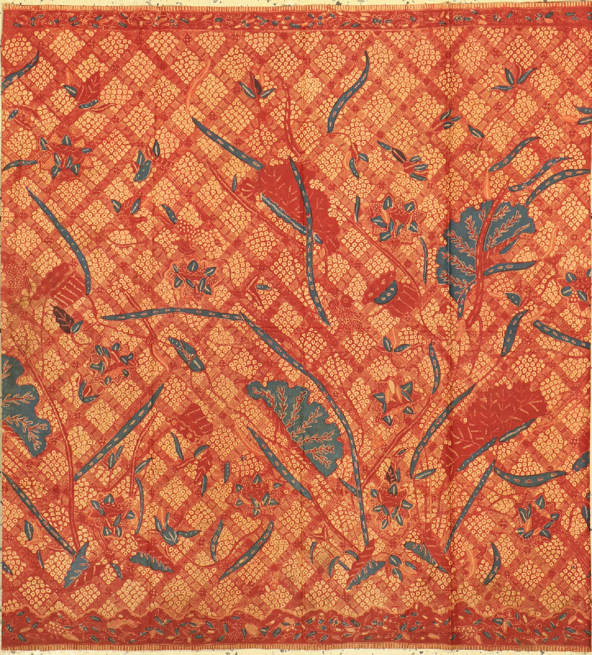 Lasem Sarong, Tulis Batik, Java, um 1930, Baumwolle, Lebensbaum Motiv. EHZ: 2 (kleine Löcher), ca. 107 x 107 cm.