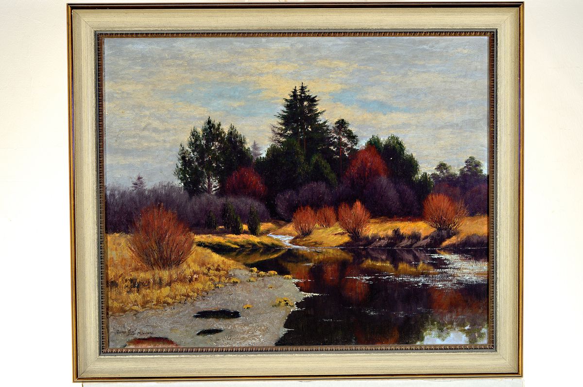 Detail k: Philipp Graf, 1874 Würzburg-1947 Prien, Herbstliche Landschaft im Dachauer Moos, Öl/ Lwd, links unten signiert Philipp Graf München, ca. 55x68cm, ...