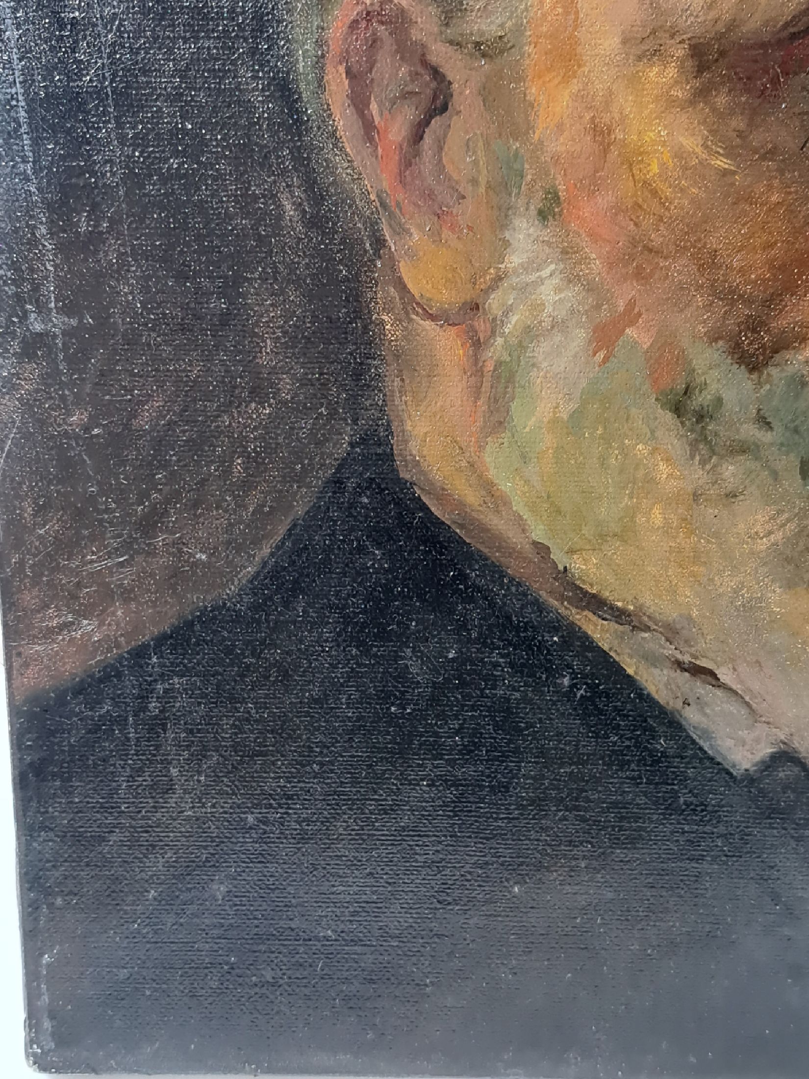 Detail c: Unbekannter Künstler, der Mitte des 20.Jh., Herrenbildnis, im Dreiviertelprofil, unsigniert, Öl/Lwd, 40x34 cm