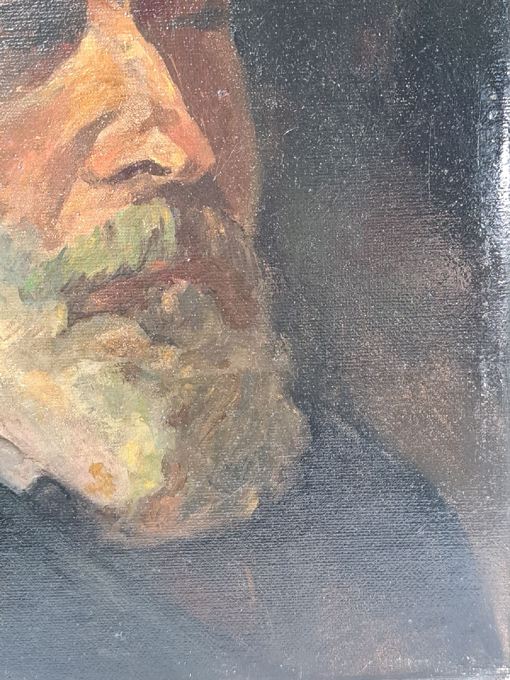 Detail d: Unbekannter Künstler, der Mitte des 20.Jh., Herrenbildnis, im Dreiviertelprofil, unsigniert, Öl/Lwd, 40x34 cm