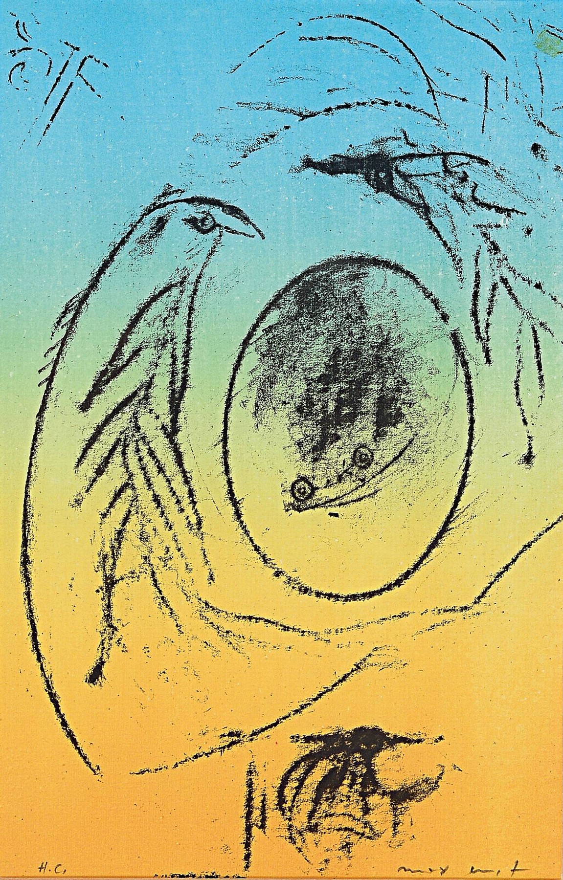 Max Ernst, 1891-1976, Farblithographie, ohneTitel, HC (hors de commerce), handsigniert, unter PP und Glas gerahmt, 44x33 cm
