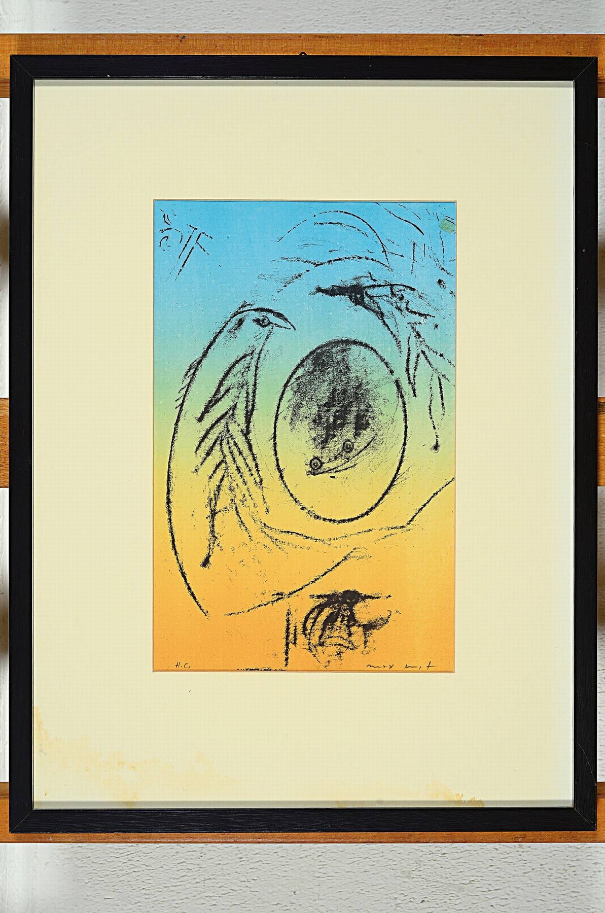Detail k: Max Ernst, 1891-1976, Farblithographie, ohneTitel, HC (hors de commerce), handsigniert, unter PP und Glas gerahmt, 44x33 cm