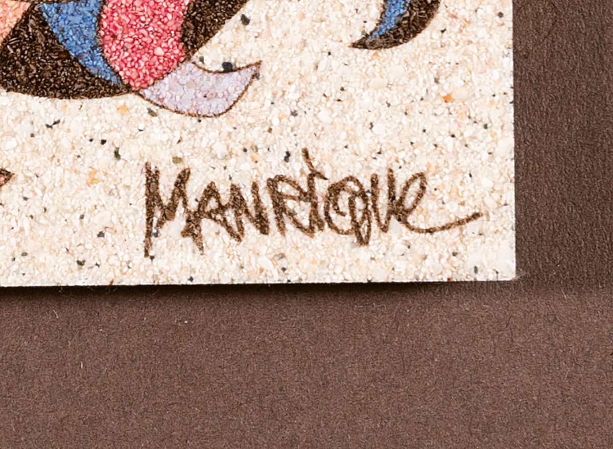 Detail a: Cesar Manrique, 1919 Arrecife-1992 Tahiche, Spanien, Fisch, Mischtechnik in Sand auf Platte, 5,5x7 cm, in Objektrahmen 21x26 cm