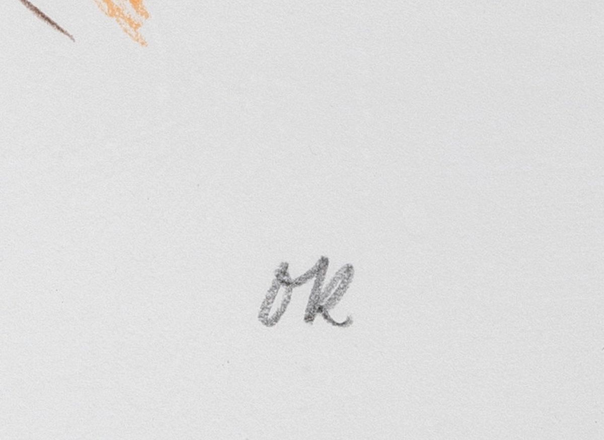 Detail c: Oskar Kokoschka, 1886-1980, Farblithographie "Flussgott", Blatt 29x21 cm, handsigniert, Ed. 47/75, unter Glas gerahmt 56x46 cm