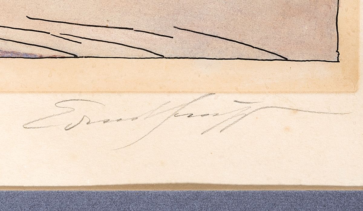Detail a: Ernst Fuchs, 1930-2015, Ignis, um 1980, Radierung, aquarelliert, handsigniert, Ed. 13/99, unter Glas gerahmt, 62x52 cm