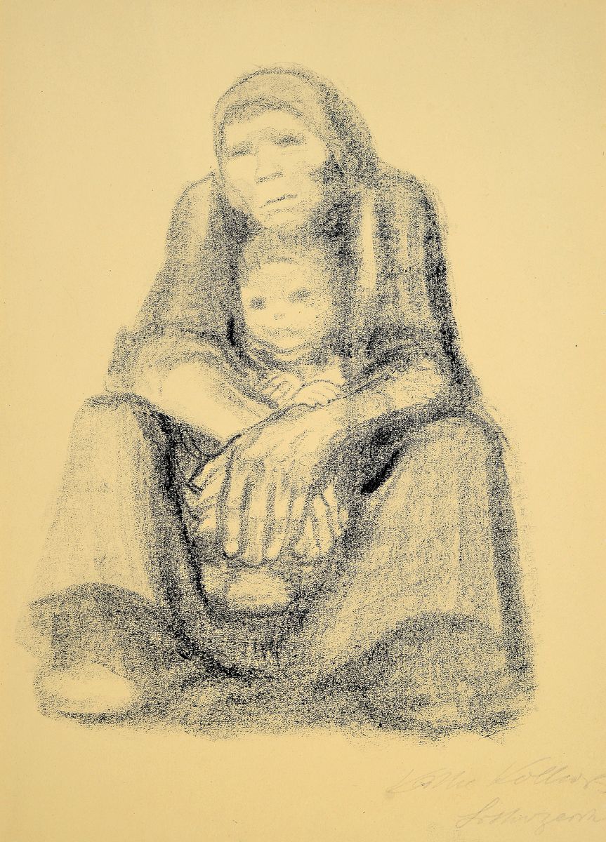 Käthe Kollwitz, 1867-1945, Selbstbildnis, orig. Radierung, Verlag von Emil Richter, Druck O. Felsing, Berlin, Platte 15x14 cm,