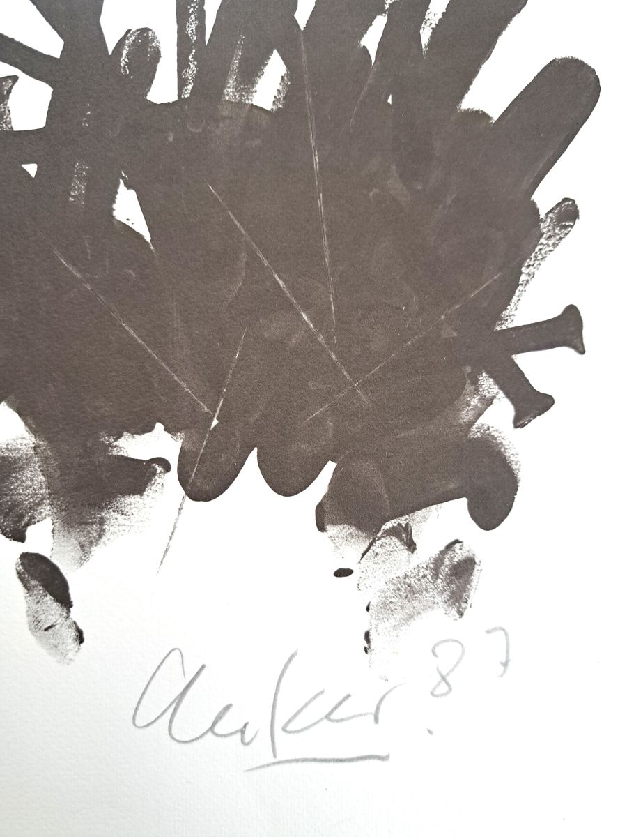 Detail a: Günther Uecker, geb. 1930, Offset -Lithographie, "Nagelkreuzung", 1987, signiert, Blatt 20x18 cm