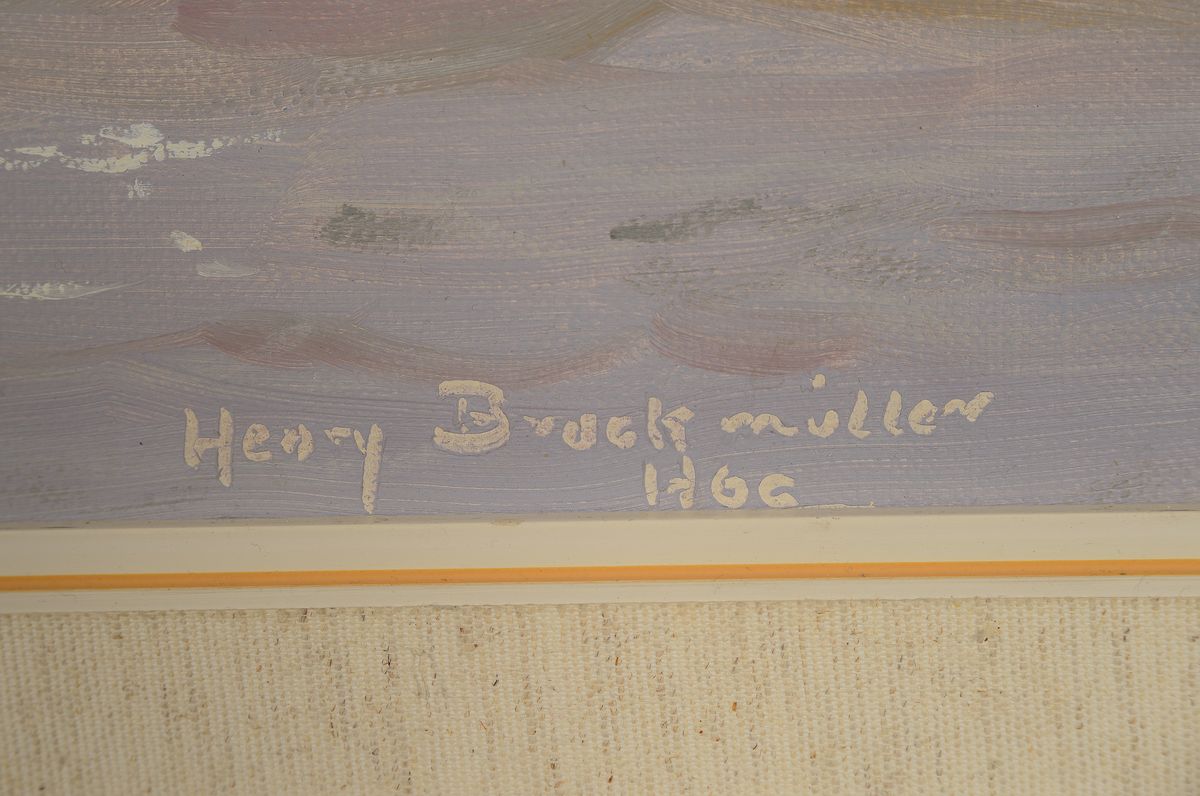 Detail a: Henry Brockmüller, Hamburger Künstler des 20.Jh., "auf der Elbe bei Hamburg, im Hintergrund die Cap Arcona" so verso bez., datiert 1933, ...