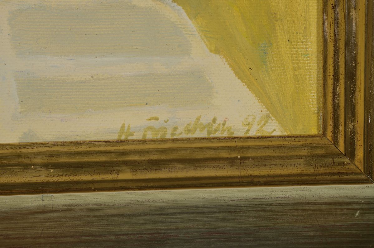 Detail b: Heinz Friedrich, 1924-2018 Schwetzingen, Studium an der Akademie Karlsruhe bei Laible und Schnarrenberger, hier: 2 Stadtansichten, 1x Öl/Malkarton, ...