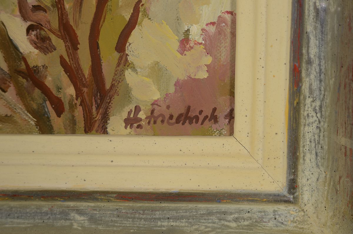 Detail c: Heinz Friedrich, 1924-2018 Schwetzingen, Studium an der Akademie Karlsruhe bei Laible und Schnarrenberger, hier: 2 Stadtansichten, 1x Öl/Malkarton, ...