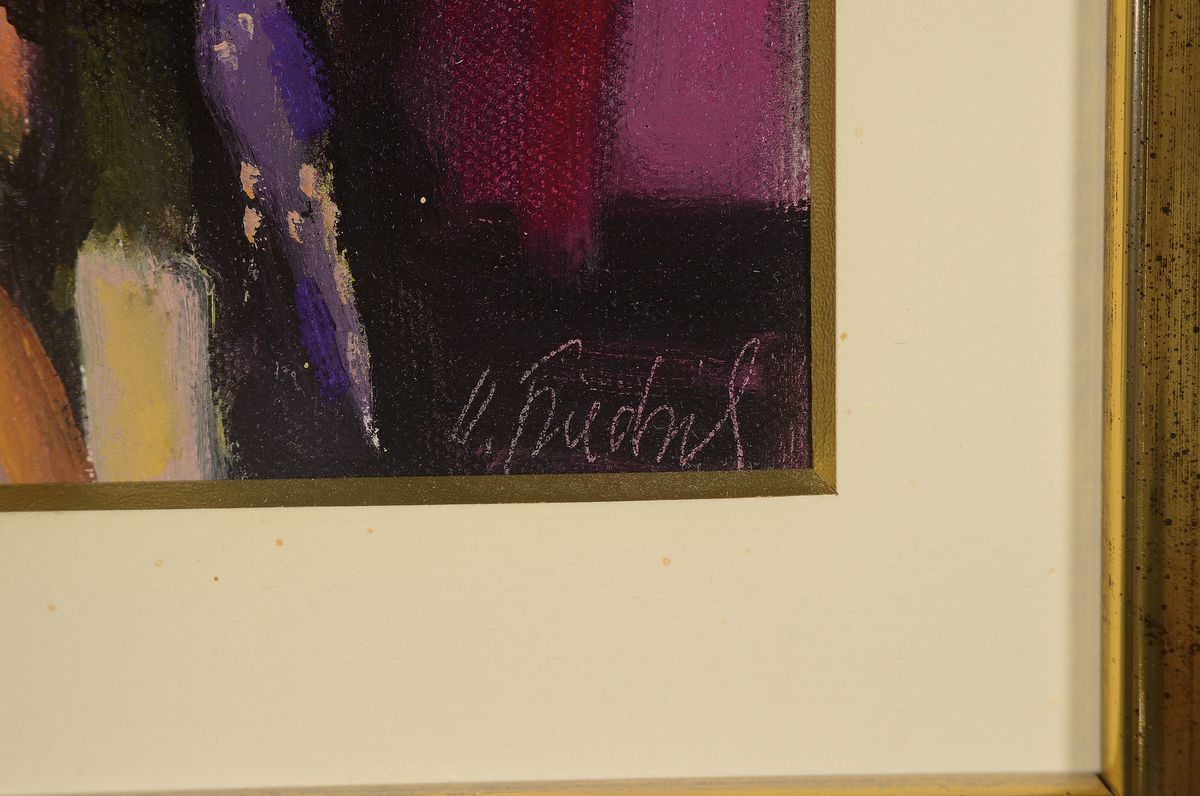 Detail b: Heinz Friedrich, 1924-2018 Schwetzingen, Studium an der Akademie Karlsruhe bei Laible und Schnarrenberger, hier: zwei Arbeiten mit Darstellungen ...