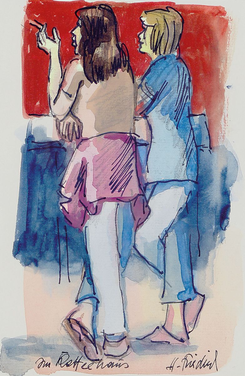 Detail a: Heinz Friedrich, 1924-2018 Schwetzingen, Studium an der Akademie Karlsruhe bei Laible und Schnarrenberger, hier: 3 Aquarelle über Bleistift: 1x beim ...