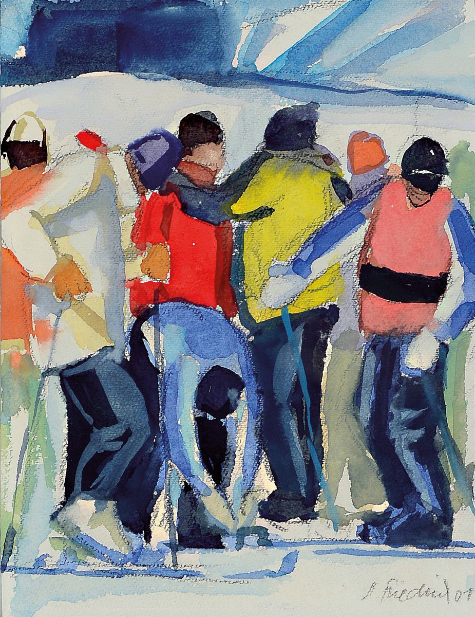 Detail e: Heinz Friedrich, 1924-2018 Schwetzingen, Studium an der Akademie Karlsruhe bei Laible und Schnarrenberger, hier: 3 Aquarelle über Bleistift: 1x beim ...