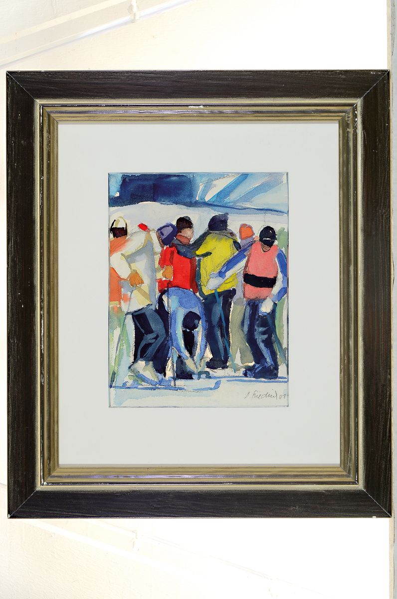 Detail k: Heinz Friedrich, 1924-2018 Schwetzingen, Studium an der Akademie Karlsruhe bei Laible und Schnarrenberger, hier: 3 Aquarelle über Bleistift: 1x beim ...