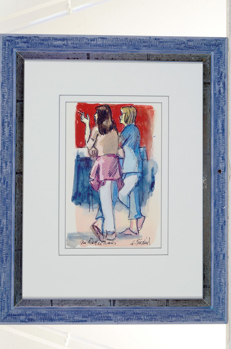 Detail l: Heinz Friedrich, 1924-2018 Schwetzingen, Studium an der Akademie Karlsruhe bei Laible und Schnarrenberger, hier: 3 Aquarelle über Bleistift: 1x beim ...