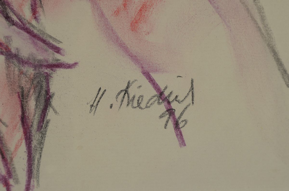 Detail a: Heinz Friedrich, 1924-2018 Schwetzingen, Studium an der Akademie Karlsruhe bei Laible und Schnarrenberger, hier: Sitzende Frau, große ...