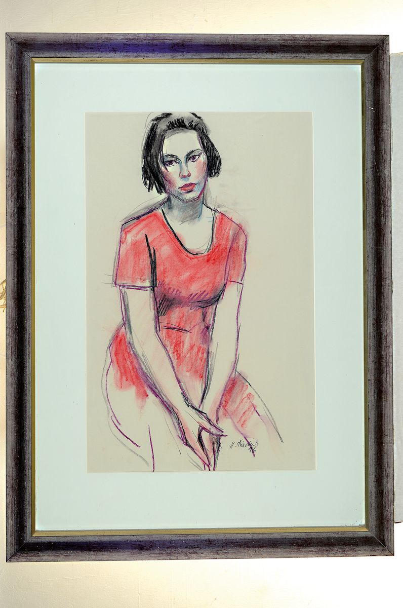 Detail k: Heinz Friedrich, 1924-2018 Schwetzingen, Studium an der Akademie Karlsruhe bei Laible und Schnarrenberger, hier: Sitzende Frau, große ...