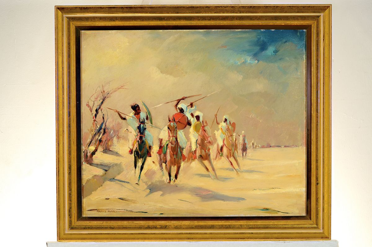 Detail k: Franz Marx, 1889 München-1960, Studium an der Akademie München, orientalische Reiterszene, signiert, Öl/Lwd, Rahmen 63x73 cm