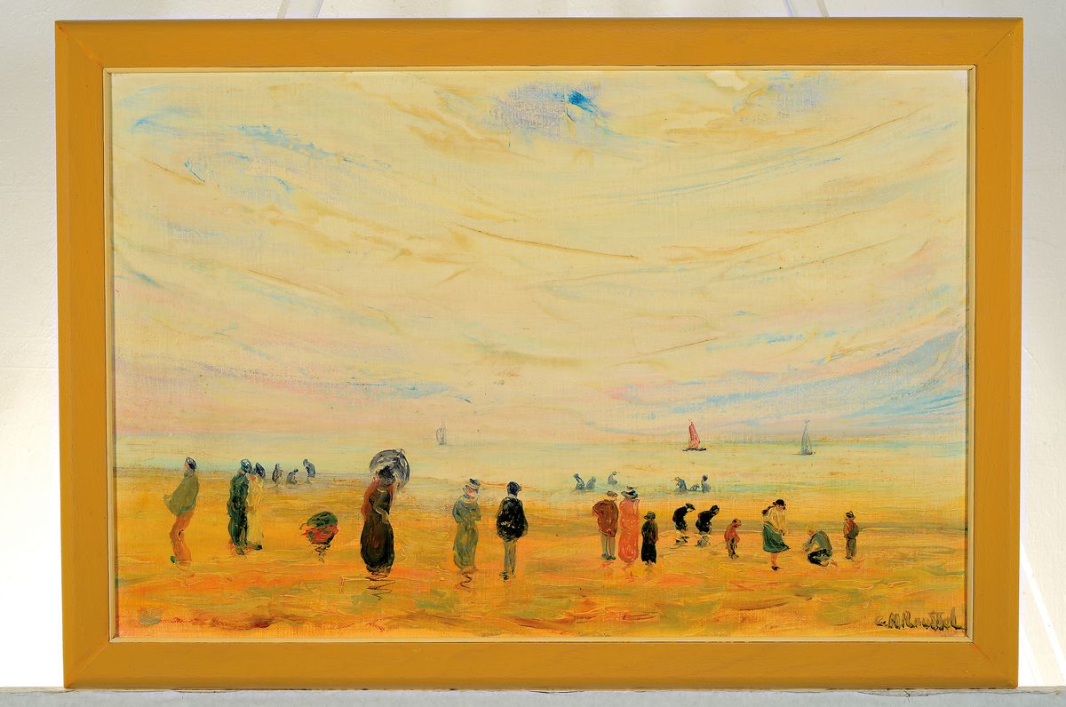 Detail k: C.H. Roussel, 20.Jh., Strandszene, signiert, Öl/Lwd, Rahmen, 47x63 cm