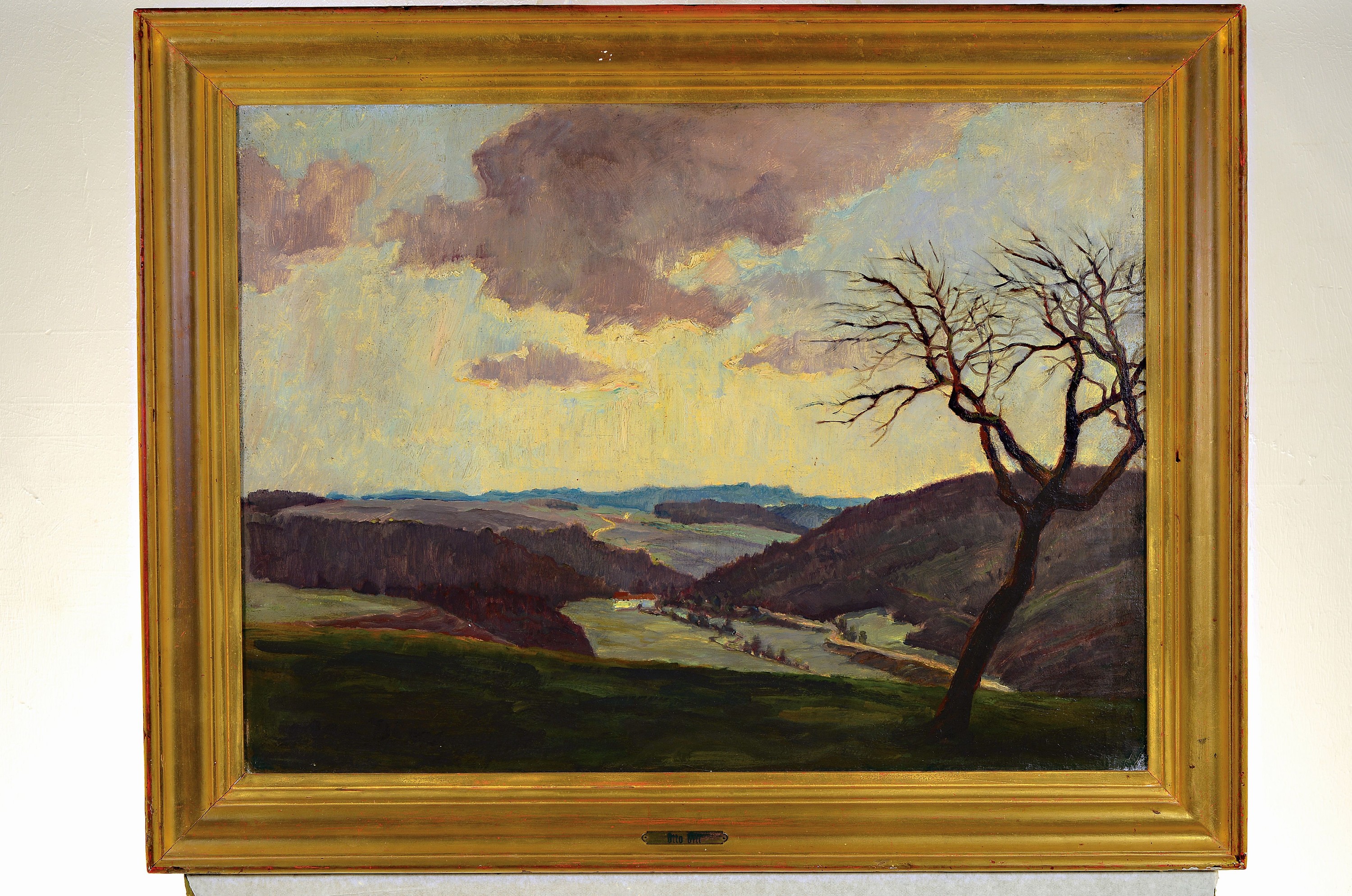 Detail k: Otto Dill, 1884 Neustadt an der Weinstrasse- 1957 Bad Dürkheim, Gewitterstimmung über weiter Landschaft, Öl/Lwd, links unten signiert, rückseitig ...