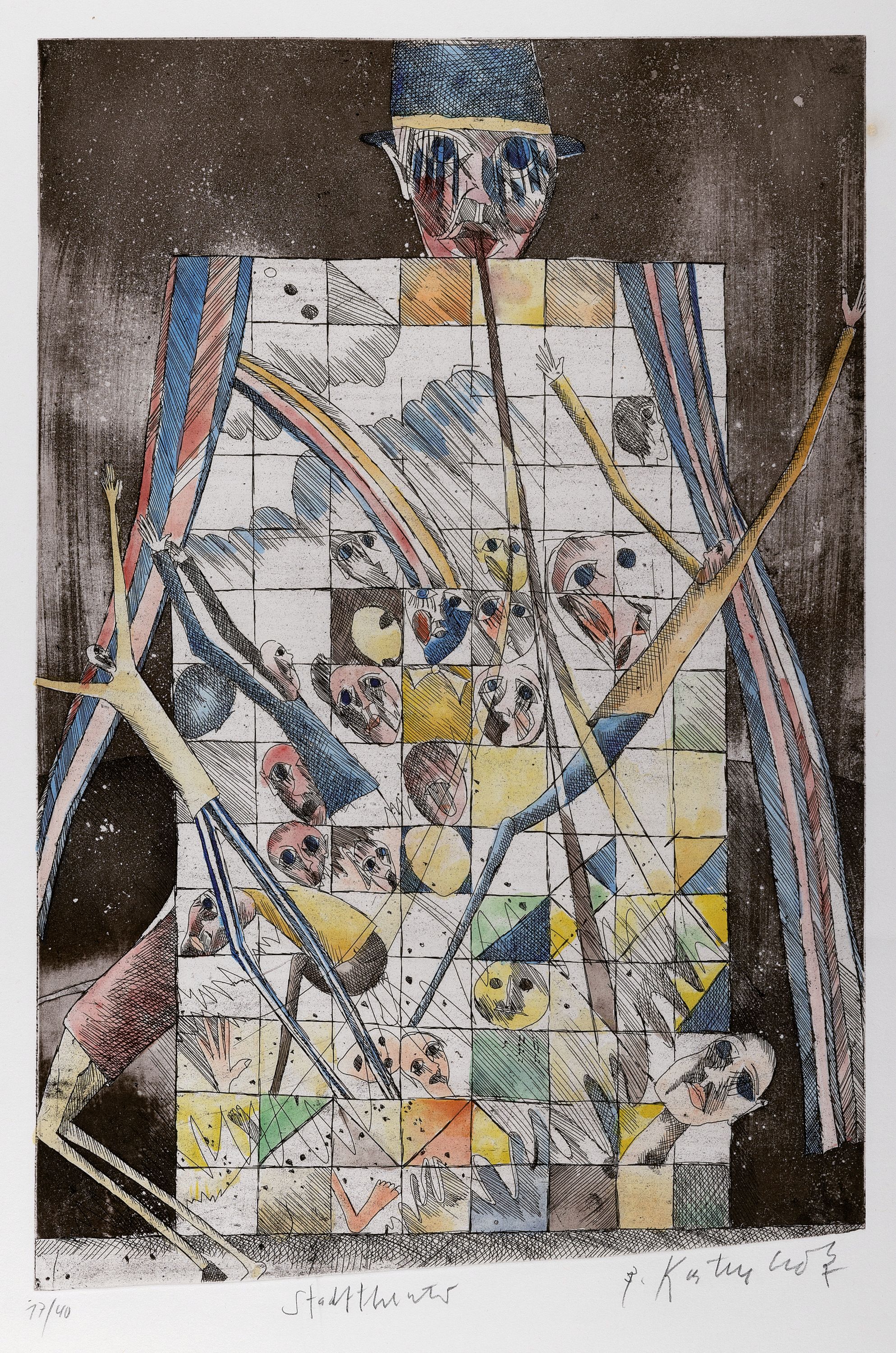 Bernd Kastenholz, geb. 1949 Speyer, Studium an der Akademie Stuttgart, hier: Stadttheater, Farbradierung, betitelt, handsign. und num. 17/40, ca. ...