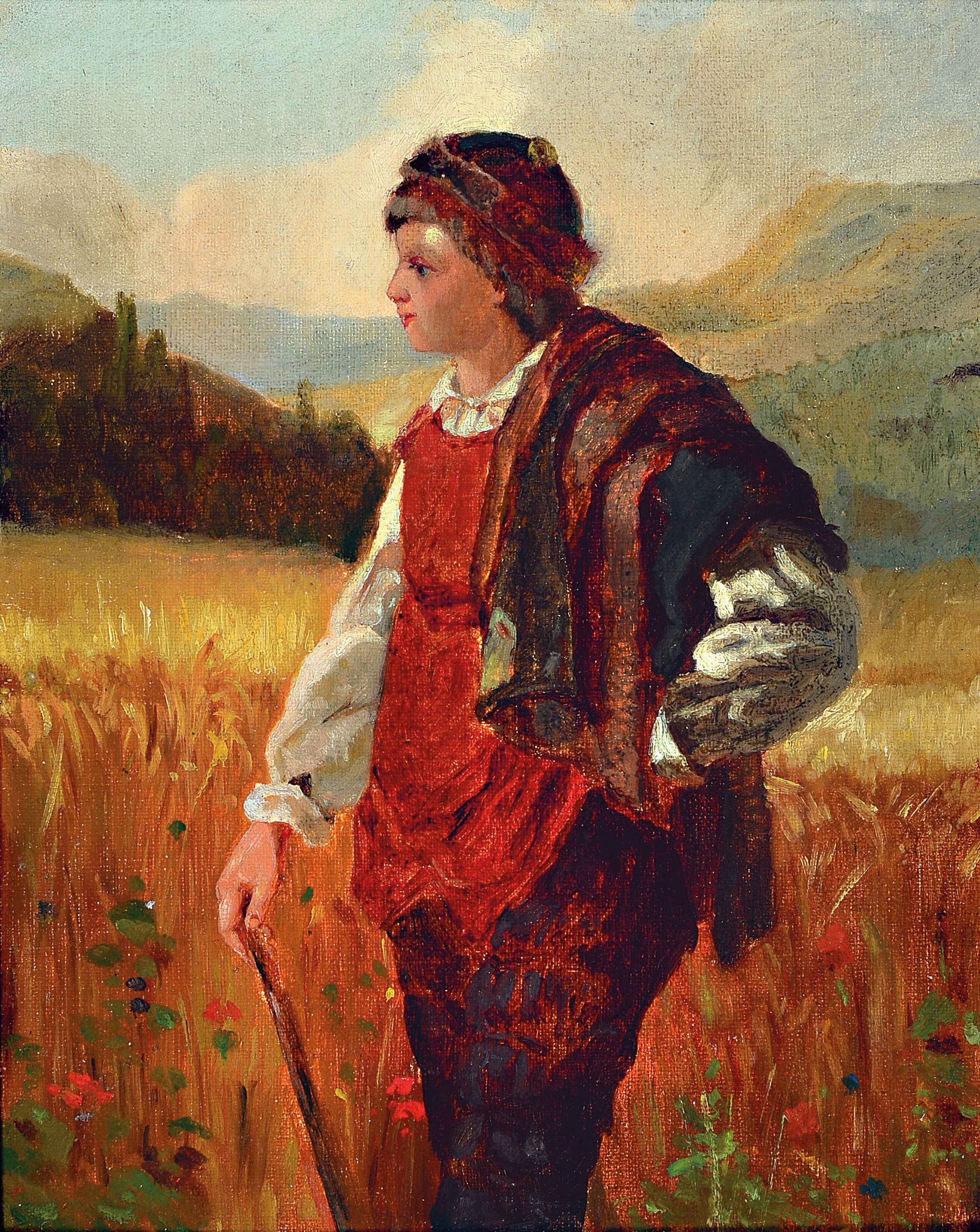 Friedrich Ferdinand Koch, 1863-1923 Landau, Junger Wanderer, so rückseitig betitelt, mit dem Nachlaßstempel versehen und num. 102, Öl/Lwd, ca. ...