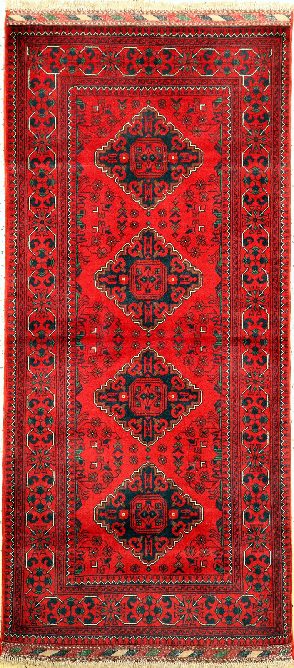 Khalmohammadi fein, Afghanistan, ca. 30 Jahre, Korkwolle auf Wille, ca. 214 x 95 cm, EHZ: 1-2