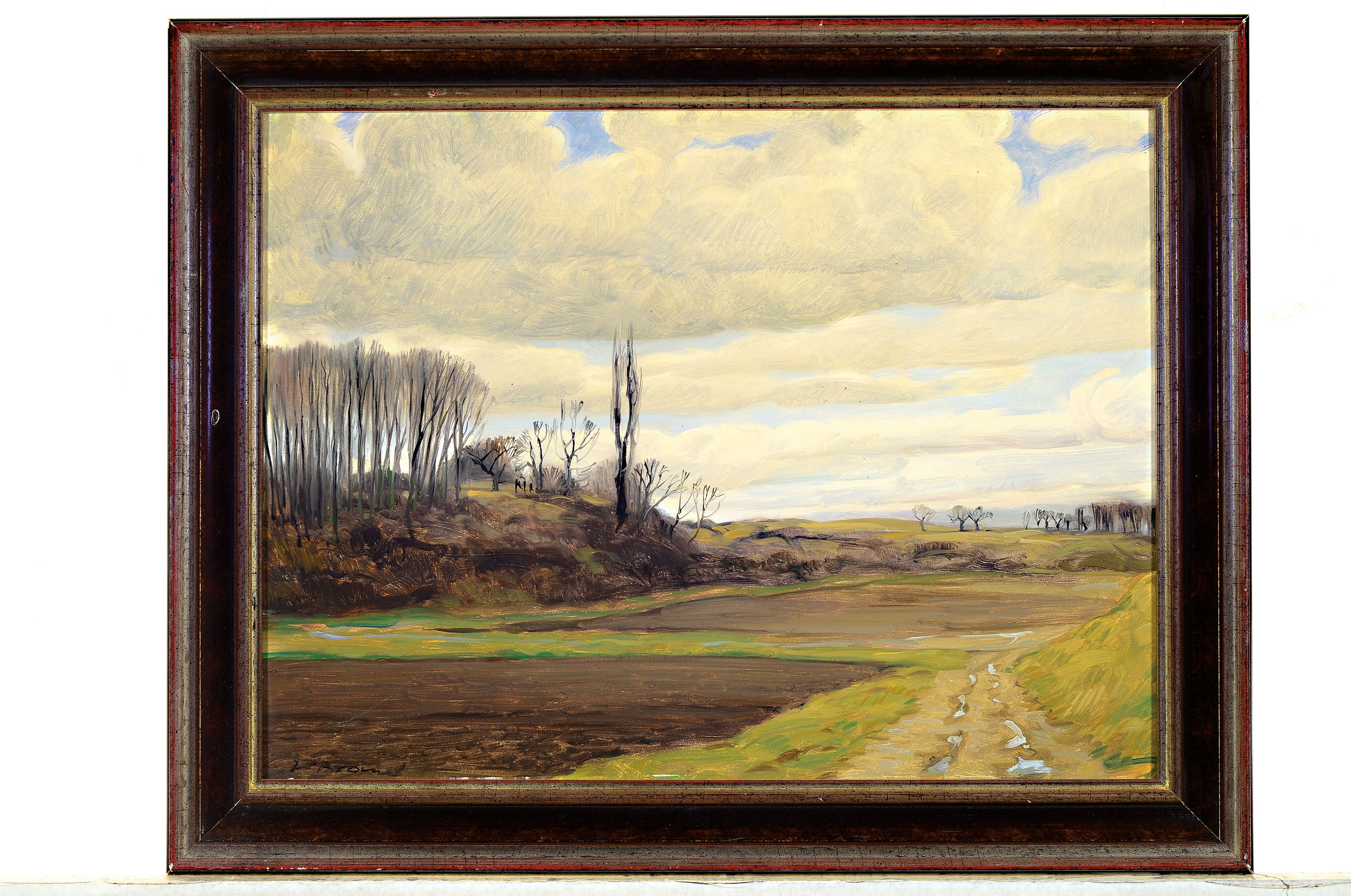Detail l: Werner Brand, 1933 Löbau-2021 Hochstadt, Landschaft in der Pfalz, Öl/Hartfaser, links unten signiert, ca. 30x40cm, R. ca. 37x47cm