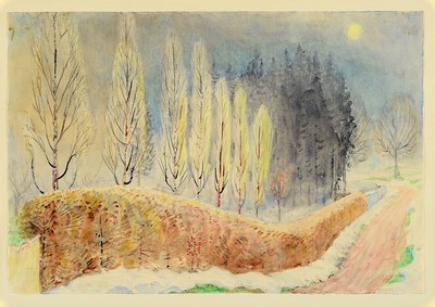 Image 26666913 - Eugen Croissant, 1898 Landau-1976 Breitbrunn, winter landscape, watercolor on paper, signed lower right, approx. 32x48cm, under glass, frame approx. 47x64cm
