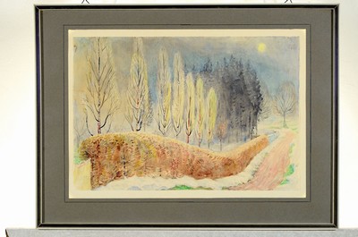 26666913k - Eugen Croissant, 1898 Landau-1976 Breitbrunn, winter landscape, watercolor on paper, signed lower right, approx. 32x48cm, under glass, frame approx. 47x64cm
