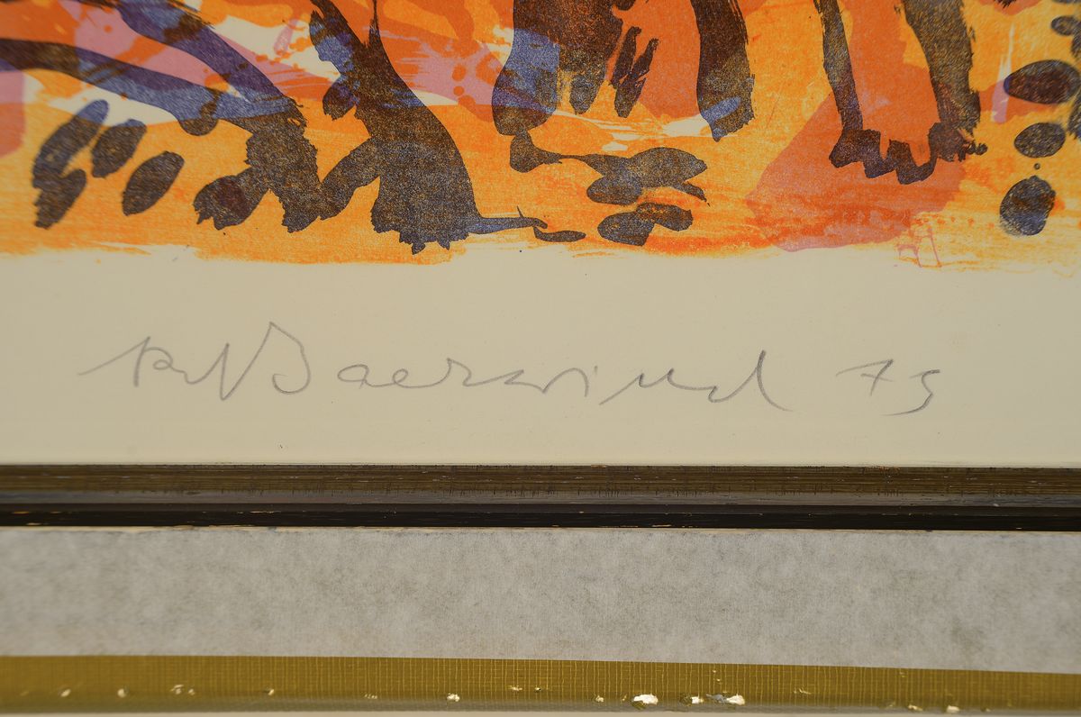 Detail a: Rudi Baerwind, 1912-1982 Mannheim, Studium in Berlin, München und Paris, Schüler von FernandLeger, Farblithographie, tachistische Komposition, Ed. ...