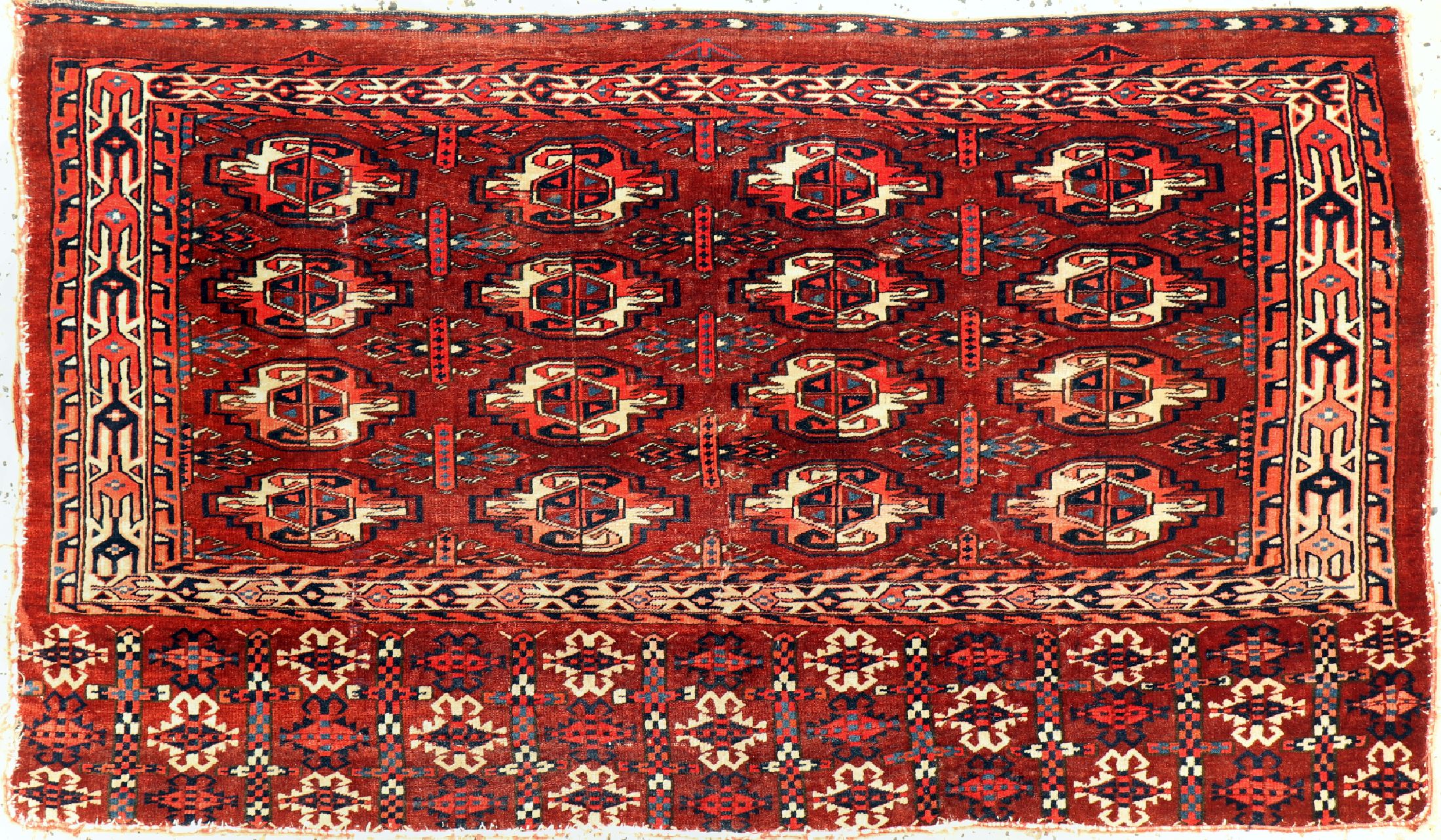 Tekke Tschowal antik, Kaukasus, 19.Jhd, Wolle auf Wolle, ca. 130 x 75 cm, EHZ: 3(geflickt)