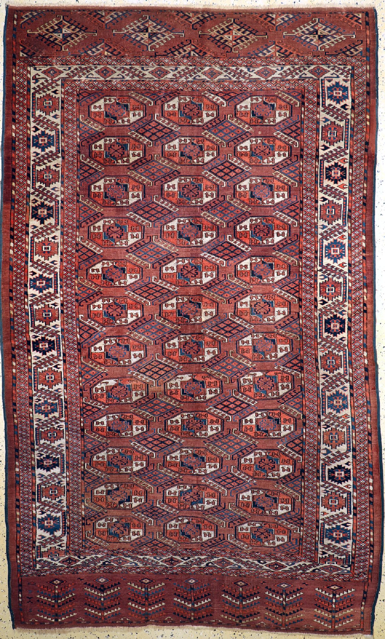 Tekke Hauptteppich antik, Turkmenistan, 19.Jhd, Wolle auf Wolle, ca. 303 x 185 cm, EHZ: 2