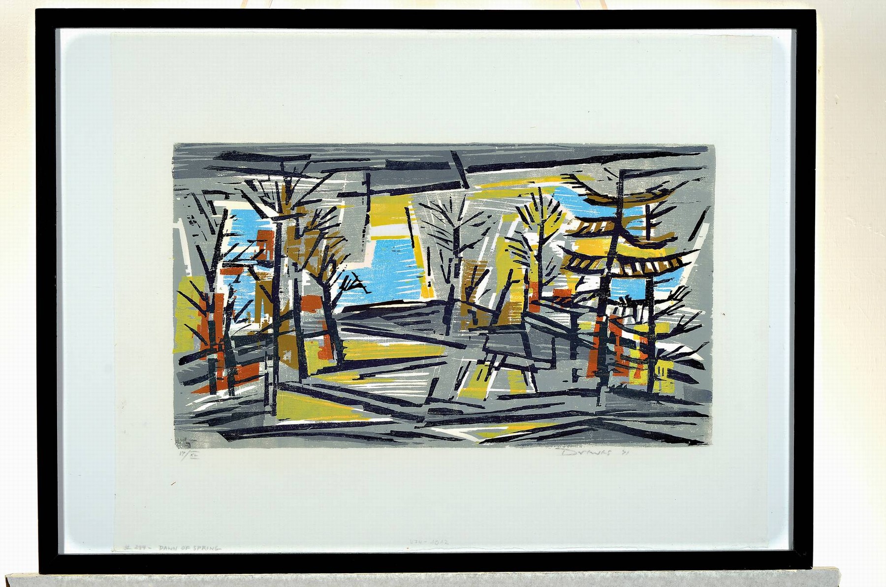 Detail k: Werner Drewes, 1899-1985, Farbholzschnitt auf Bütten, "Dawn of Spring", 1971, Ed. XL, signiert und datiert 71, l. beschmutzt, Blatt 48x61 ...