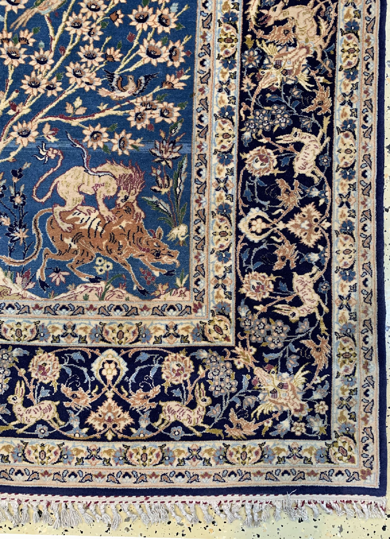 Detail a: Esfahan fein, Persien, um 1950, Korkwolle mit und auf Seide, ca. 232 x 153 cm, ca. 1,0 Mio. Kn/qm, EHZ: 1-2
