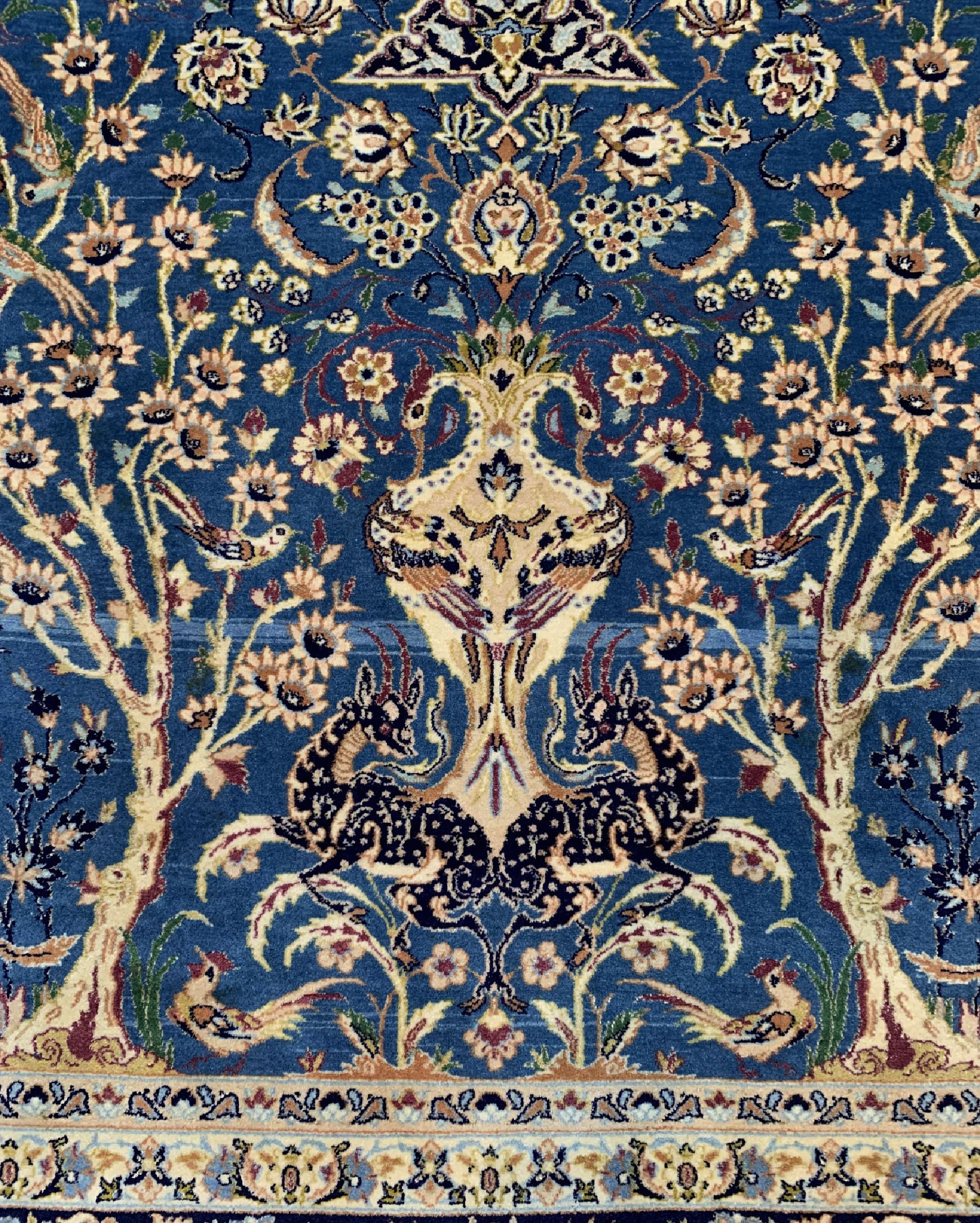 Detail b: Esfahan fein, Persien, um 1950, Korkwolle mit und auf Seide, ca. 232 x 153 cm, ca. 1,0 Mio. Kn/qm, EHZ: 1-2