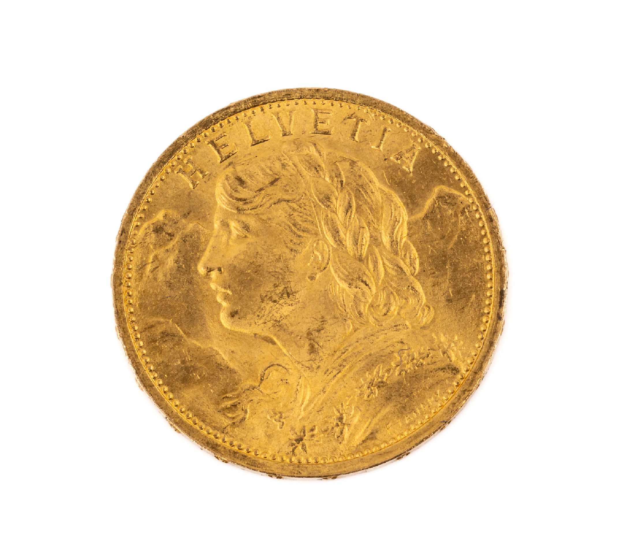 Goldmünze 20 Franken, Schweiz 1899, sogn. Vreneli, Helvetia