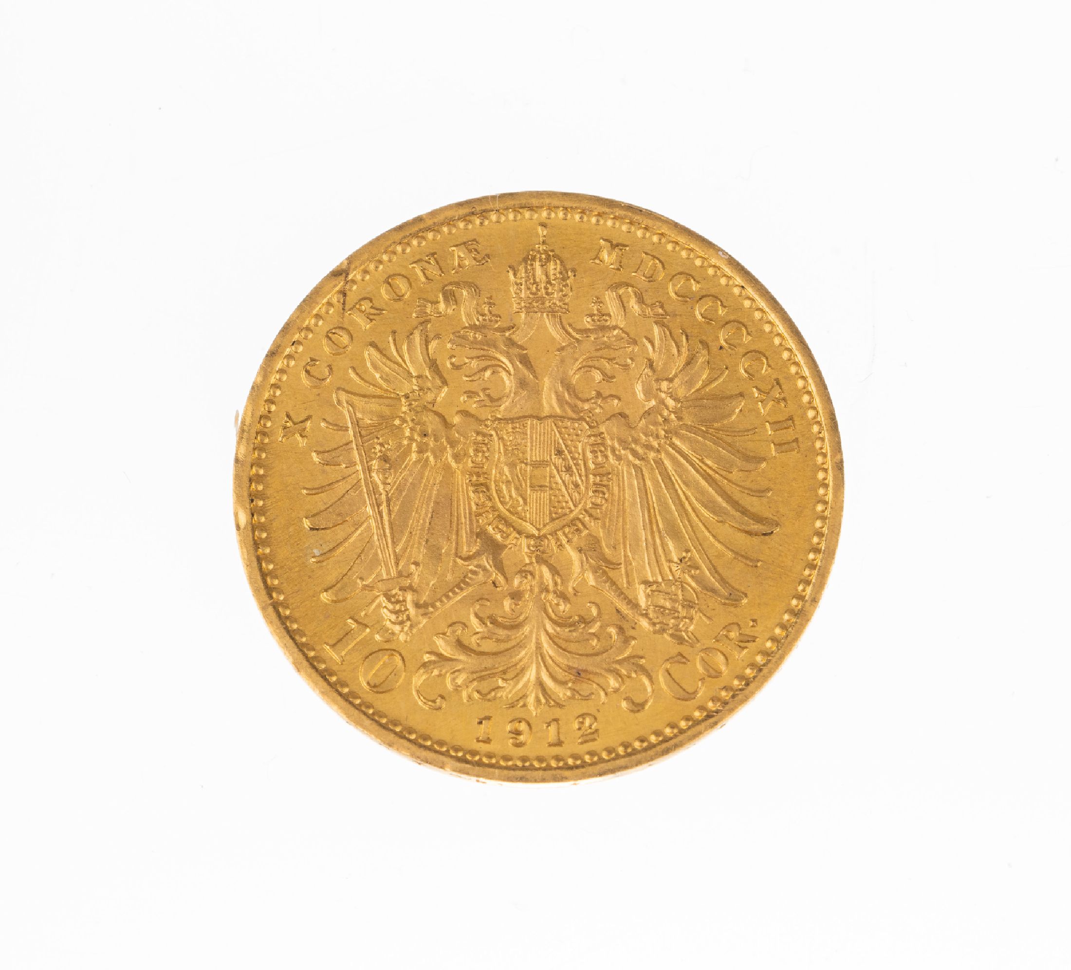 Detail a: Goldmünze 10 Kronen, Österreich-Ungarn, 1915 offizielle Nachprägung, Franz-Joseph
