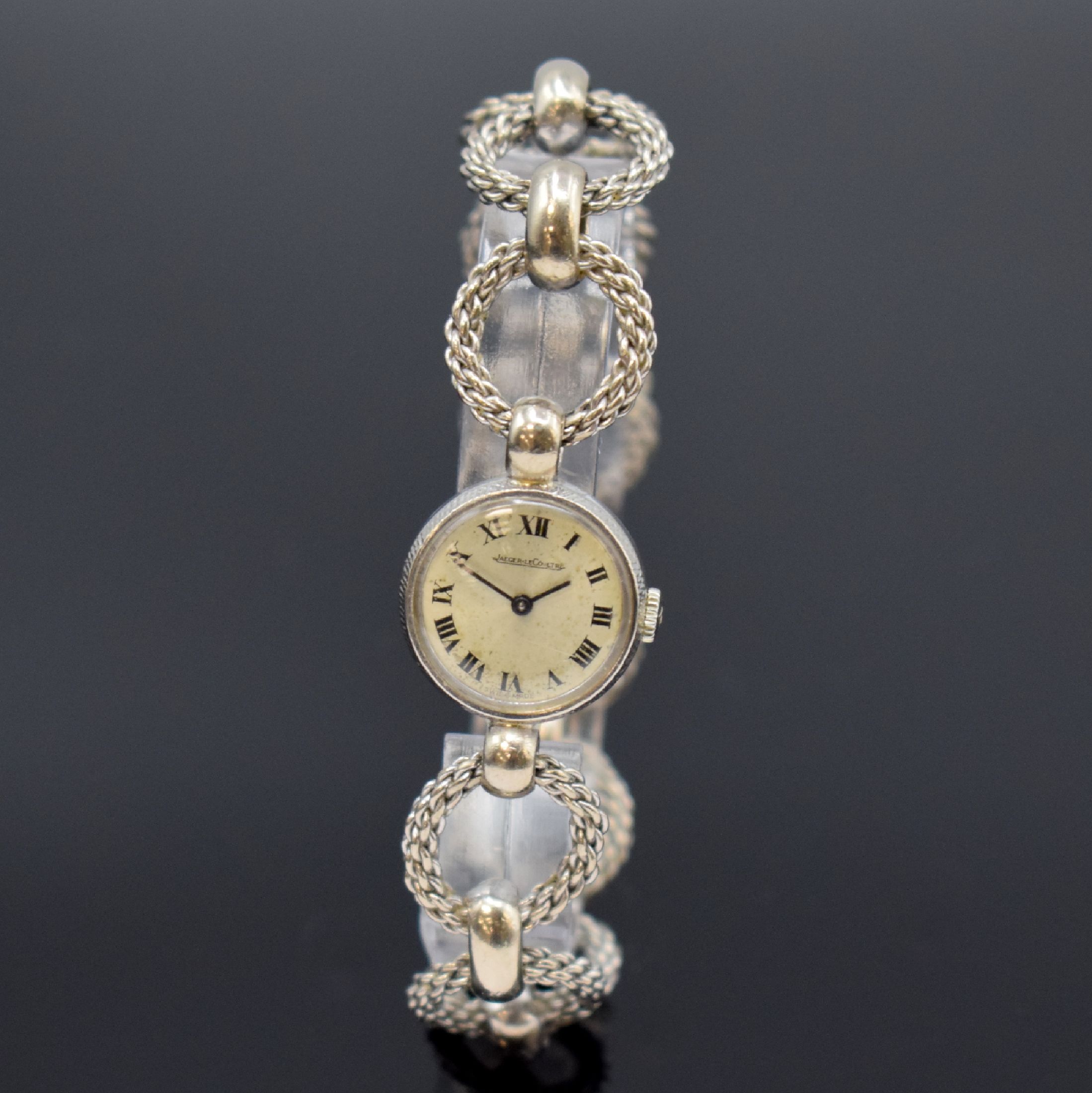 Jaeger-LeCoultre ausgefallene Damenarmbanduhr in WG 750/000, Schweiz um 1970, Handaufzug, 2-teil. Gehäuse, Boden aufgedr., Ketten- Gliederband, ...