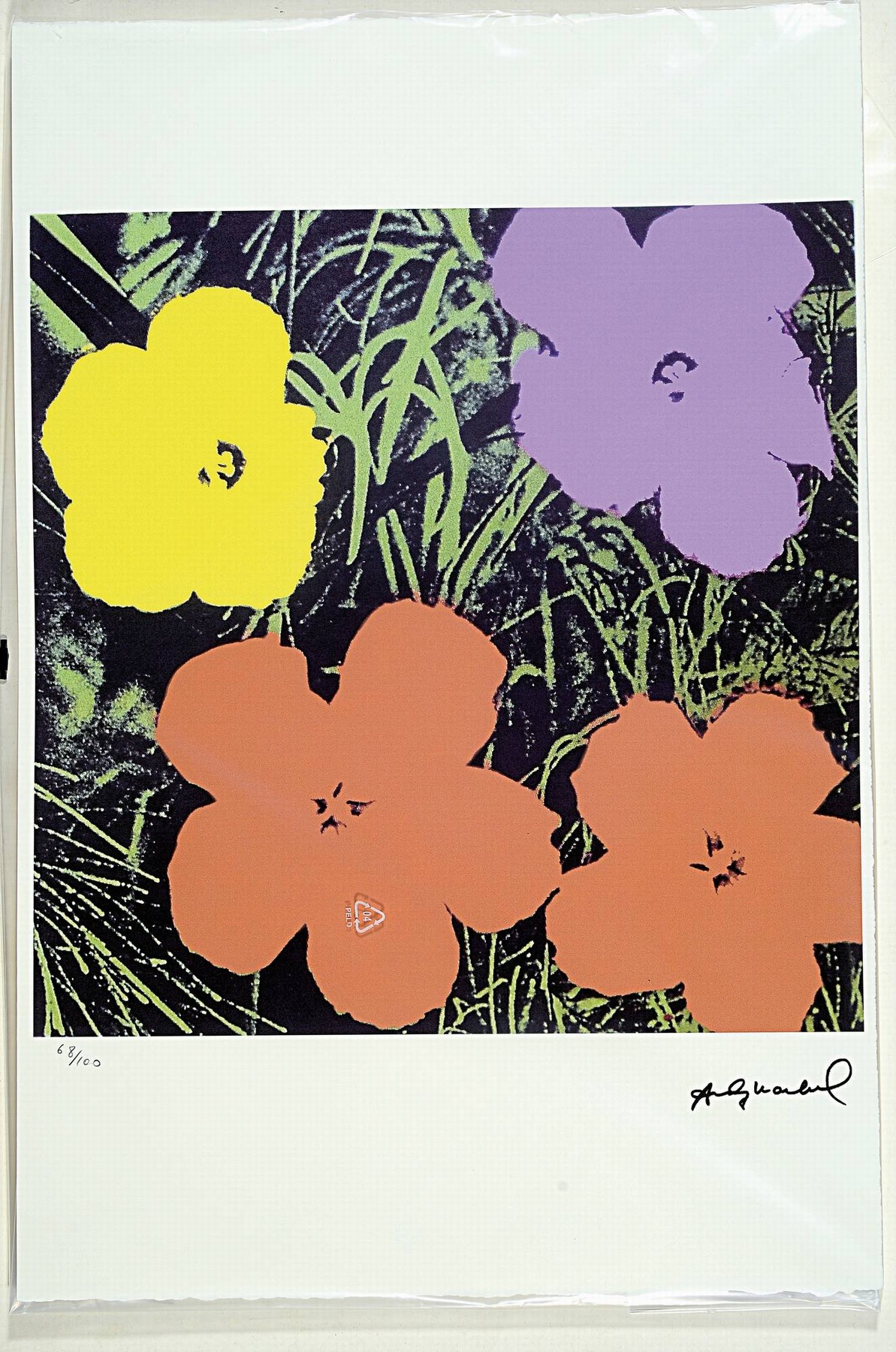 Detail k: Nach Andy Warhol (1928-1987), Lithographie, "Flowers 67" (1970), Ed. 68/100, Steinsignatur, auf Arches-Bütten, Editeur-Prägestempel ...