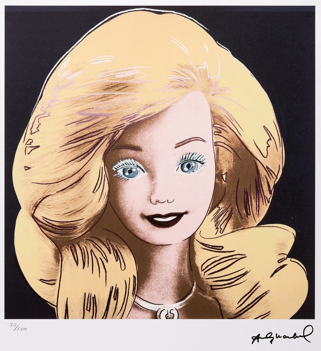 Nach Andy Warhol (1928-1987), Lithographie, "Barbie, Portrait of Billy Boy", Ed. 30/100, Steinsignatur, auf Arches-Bütten, Editeur ...