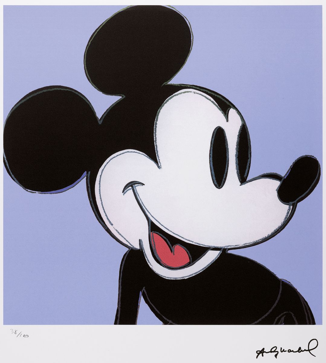 Nach Andy Warhol (1928-1987), Lithographie, "Mickey Mouse", Ed. 29/100, Steinsignatur , auf Arches-Bütten, Editeur-Prägestempel Georges ...