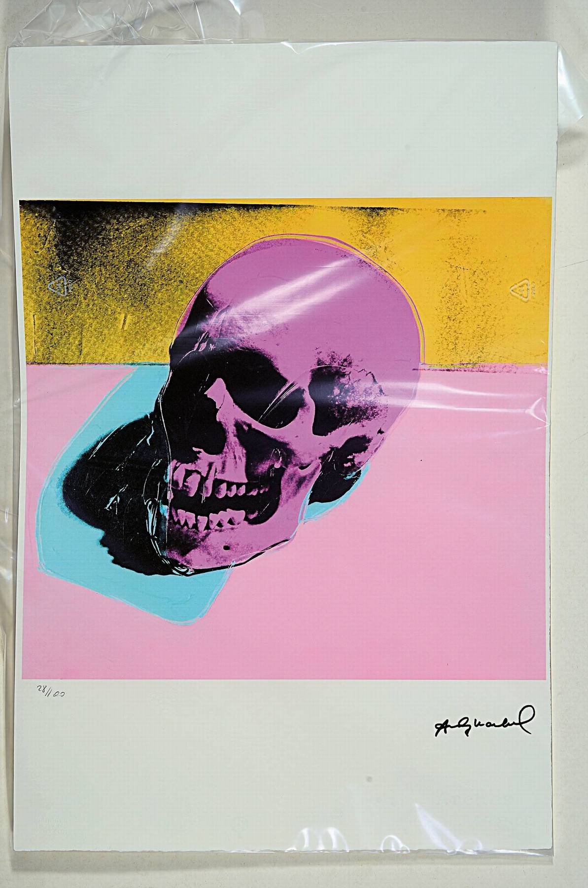 Detail k: Nach Andy Warhol (1928-1987), Lithographie, "Skull" (1967), Ed. 28/100, Steinsignatur , auf Arches-Bütten, Editeur-Prägestempel Georges ...