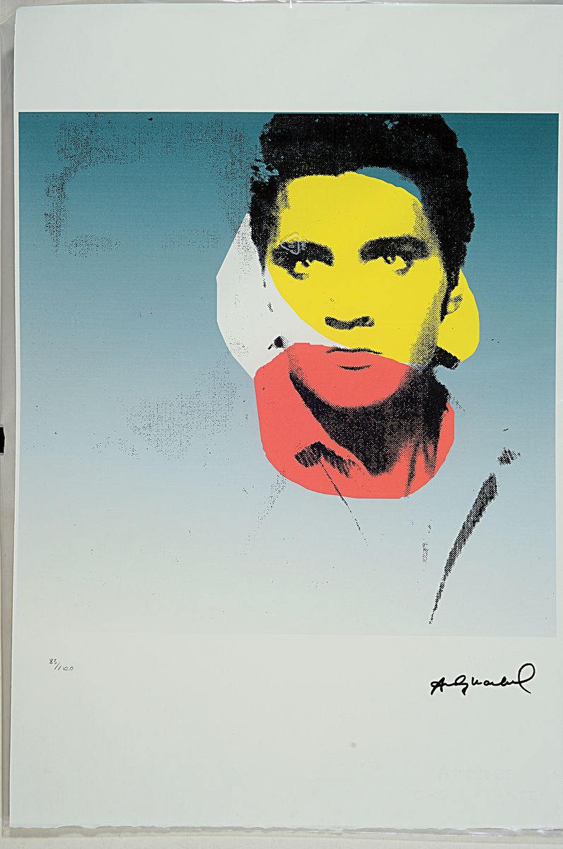 Nach Andy Warhol (1928-1987), Lithographie, "Elvis 1977", Ed. 83/100, Steinsignatur, auf Arches-Bütten, Editeur-Prägestempel Georges ...