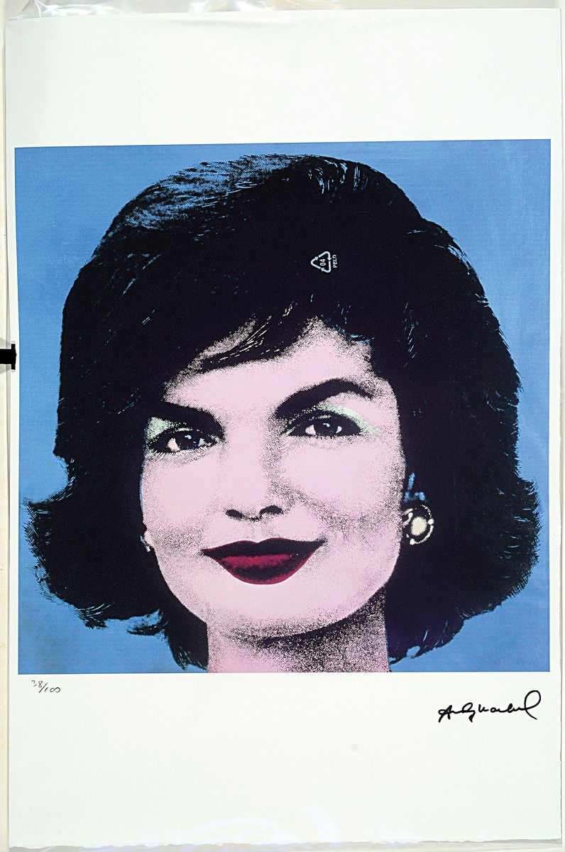 Nach Andy Warhol (1928-1987), Lithographie, "Jackie Kennedy", Ed. 38/100, Steinsignatur, auf Arches-Bütten, Editeur-Prägestempel Georges ...