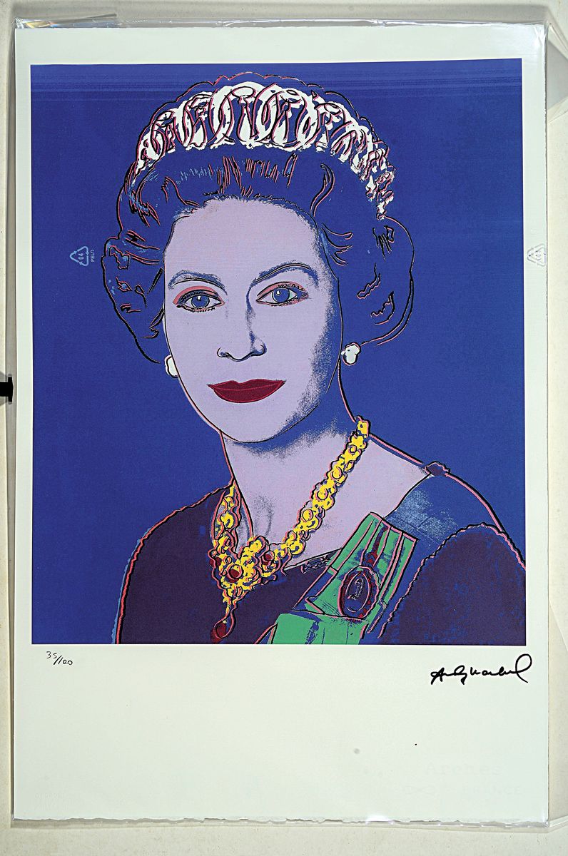 Nach Andy Warhol (1928-1987), Lithographie,"Queen Elisabeth", Ed. 35/100, Steinsignatur, auf Arches-Bütten, Editeur-Prägestempel Georges ...