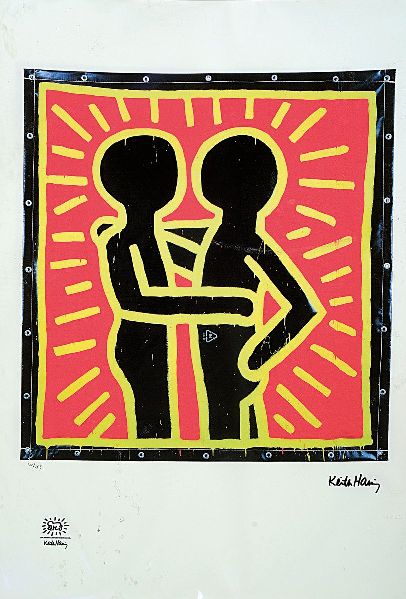 Nach Keith Haring (1958-1990), Lithographie,ohne Titel, Ed. 19/150, hand-nummeriert, Steinsignatur, Prägestempel Keith Haring Foundation, ungerahmt, ...