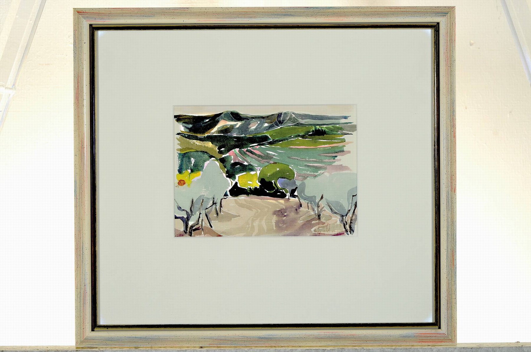 Detail l: Christel Abresch, 1931 Sulzbach - 2011, 6 Arbeiten, davon 3 Aquarelle Landschaften, signiert u. datiert 1968/75, unter Glas 33x36 -60x70 cm; und 3 ...