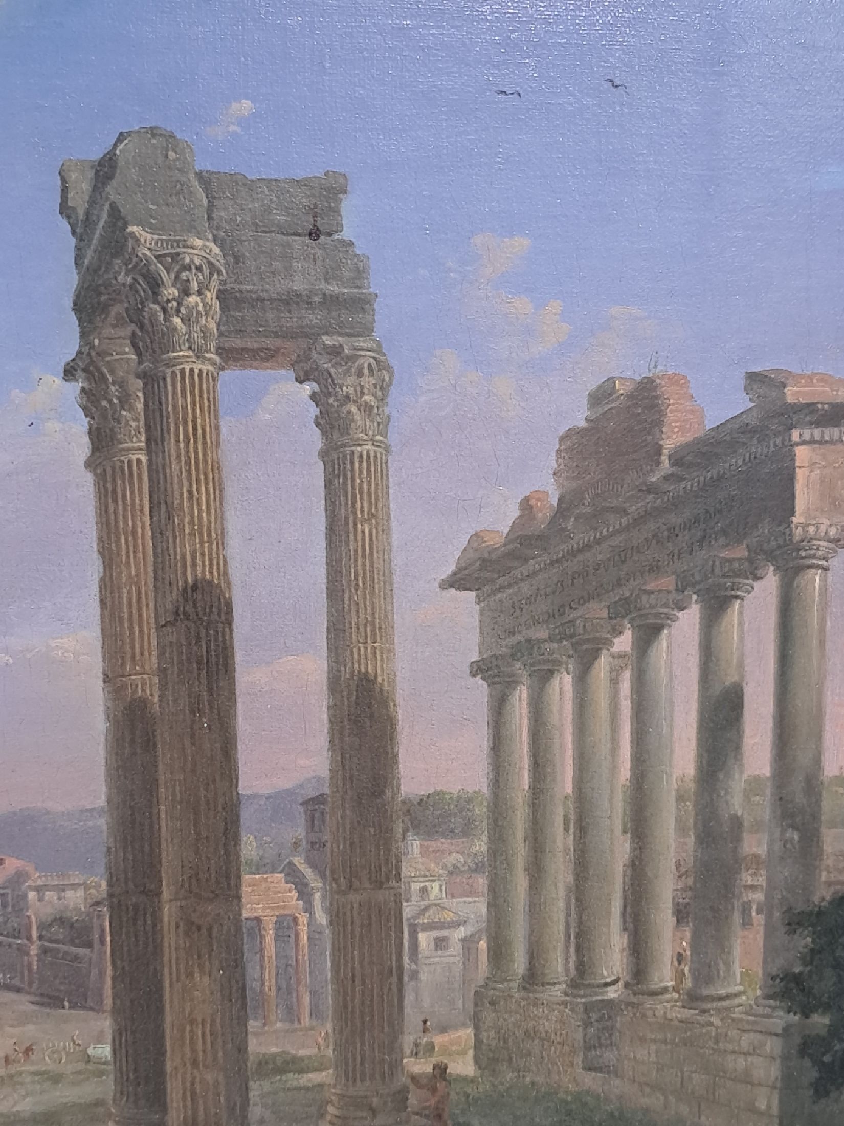 Detail b: Dietrich Wilhelm Lindau, 1799 Dresden-1862 Rom, Ruinenlandschaft in Rom, feine detailreiche Malerei, gekonnte Wiedergabe der Atmosphäre, Öl/Lwd, ...